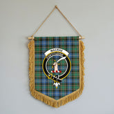 MacRae Hunting Ancient Tartan Crest Wall Hanging Banner - Wood Pole